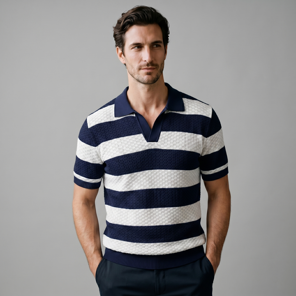 Stripe Jacquard Knit Polo