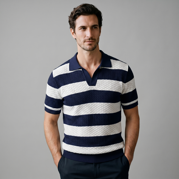 Stripe Jacquard Knit Polo
