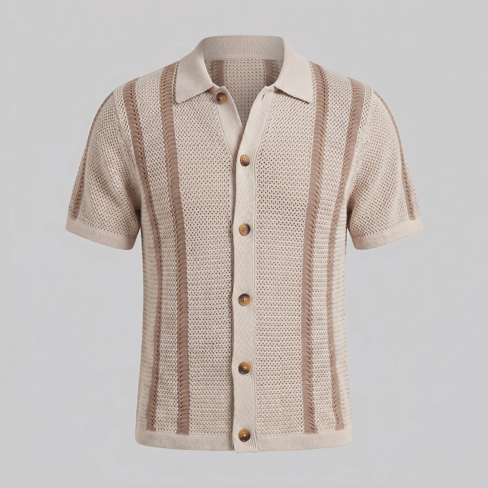Striped Crochet Knit Shirt