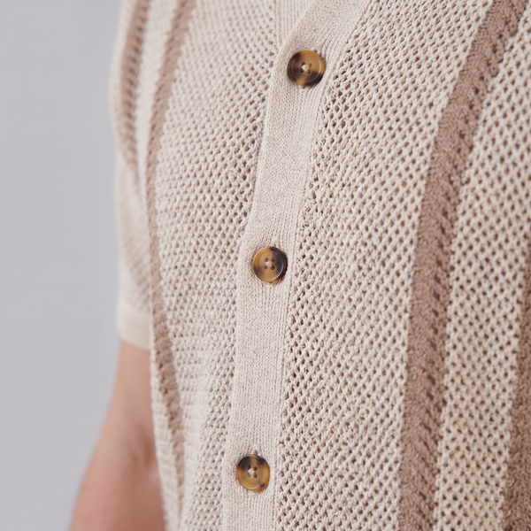 Striped Crochet Knit Shirt