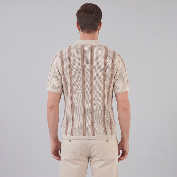 Striped Crochet Knit Shirt