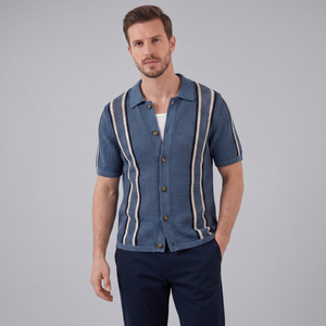 Striped Crochet Knit Shirt