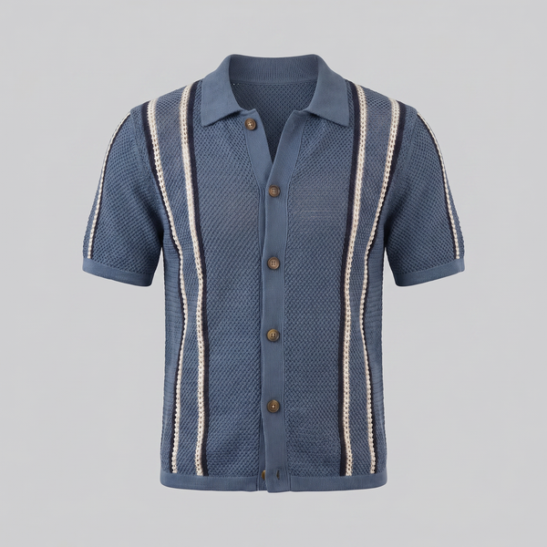 Striped Crochet Knit Shirt