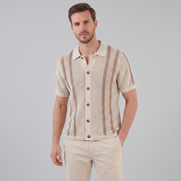 Striped Crochet Knit Shirt