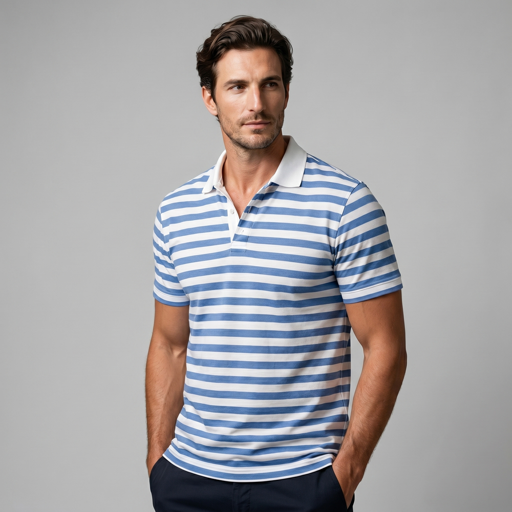 Striped Short Sleeve Polo Shirt