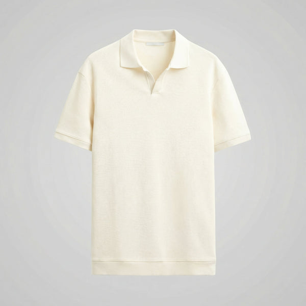 Structured V-Neck Polo Shirt