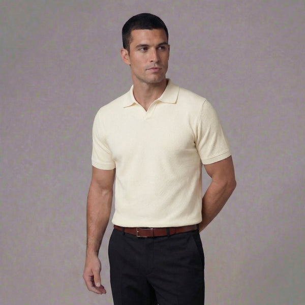 Structured V-Neck Polo Shirt
