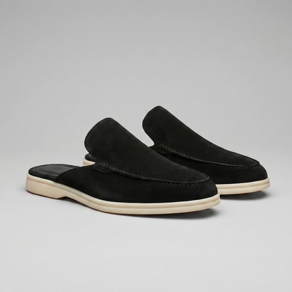 Suede Backless Loafer Mules