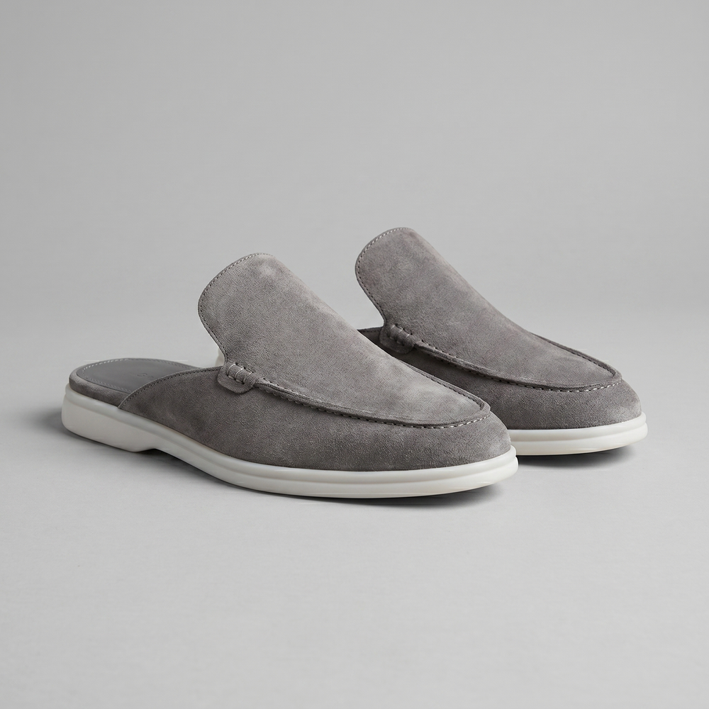 Suede Backless Loafer Mules