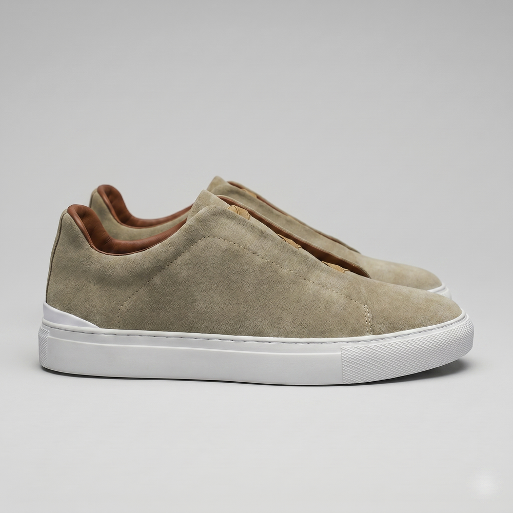 Suede Leather Slip-On Trainers