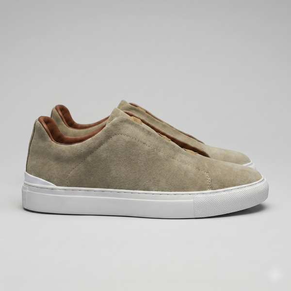 Suede Leather Slip-On Trainers