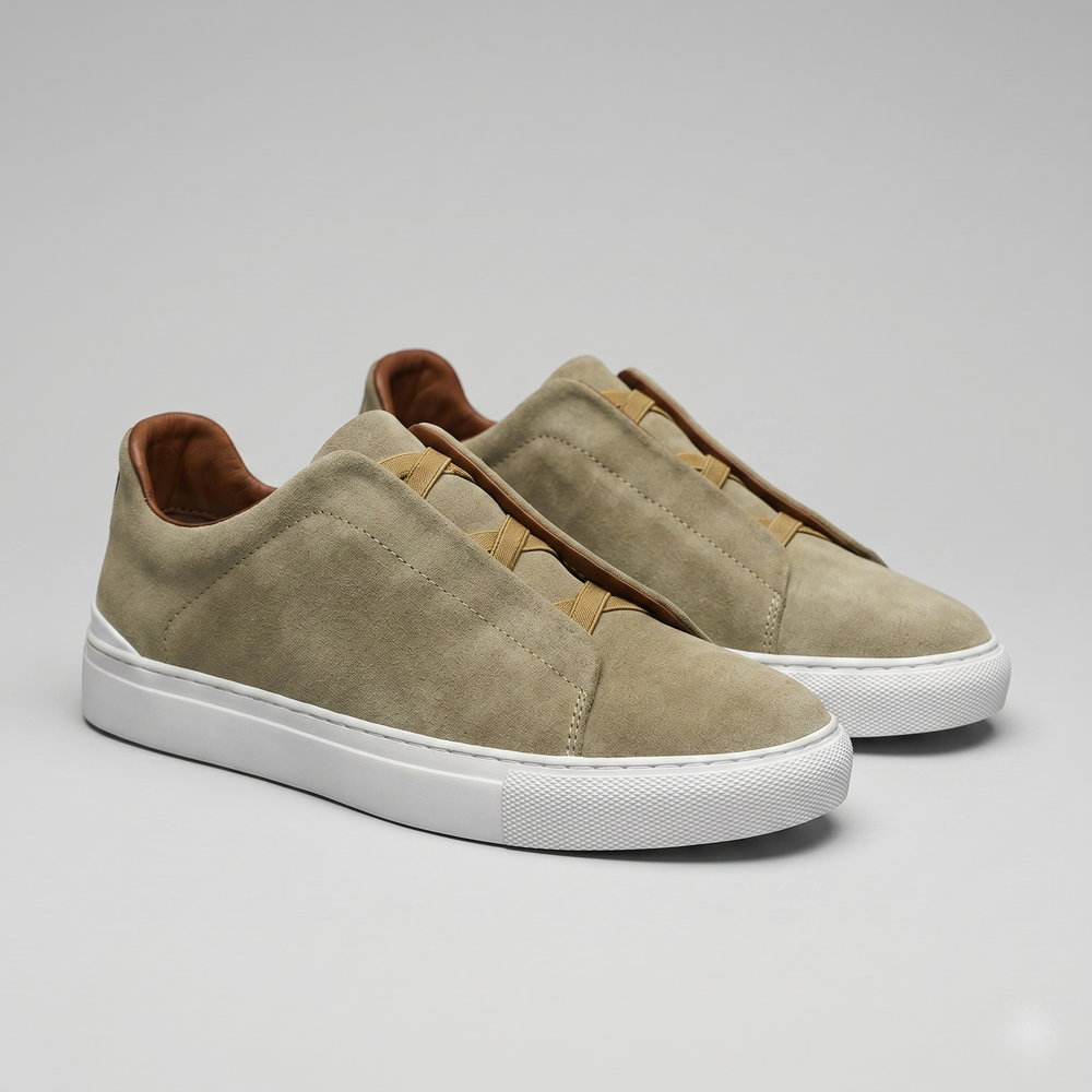 Suede Leather Slip-On Trainers