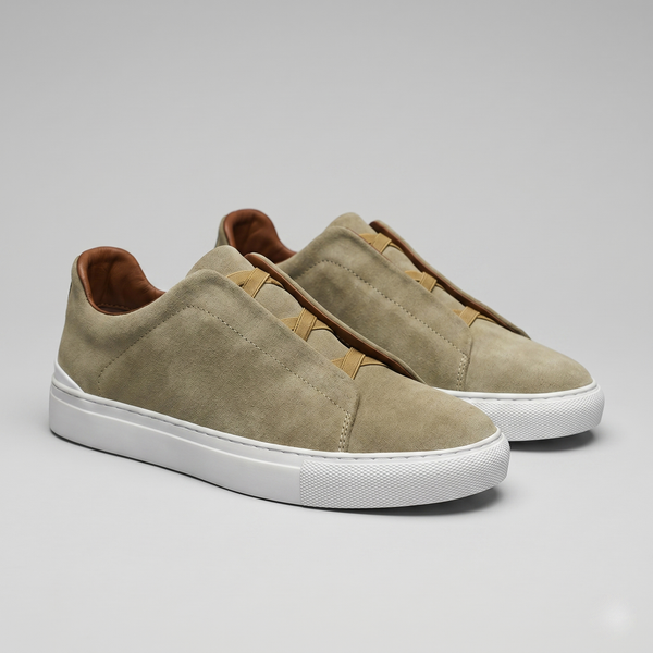 Suede Leather Slip-On Trainers