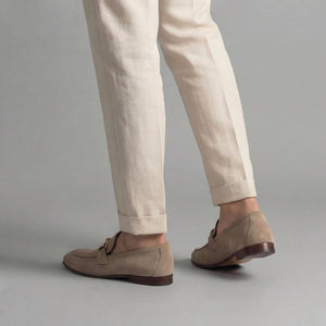 Suede Loafers With Horsebit Detail