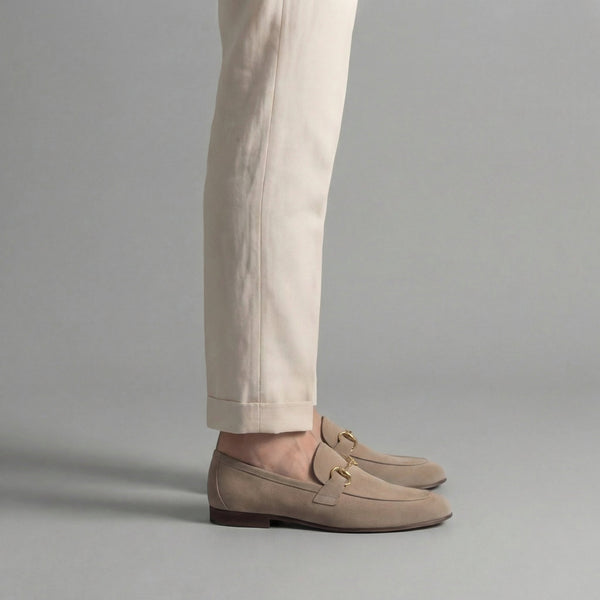Suede Loafers With Horsebit Detail
