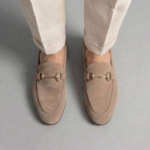 Suede Loafers With Horsebit Detail