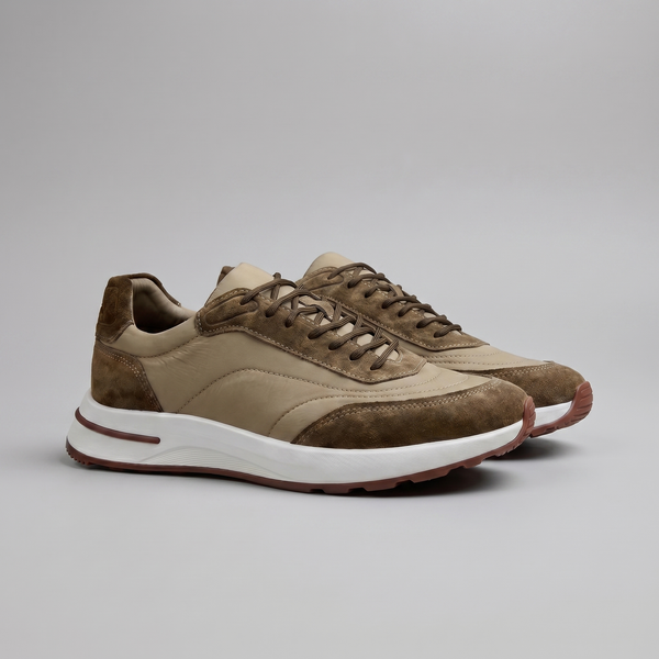 Suede Panel Lace-Up Trainers