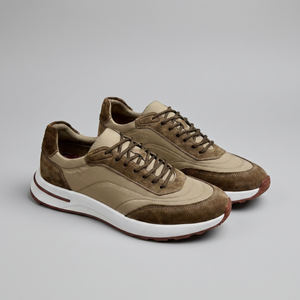 Suede Panel Lace-Up Trainers