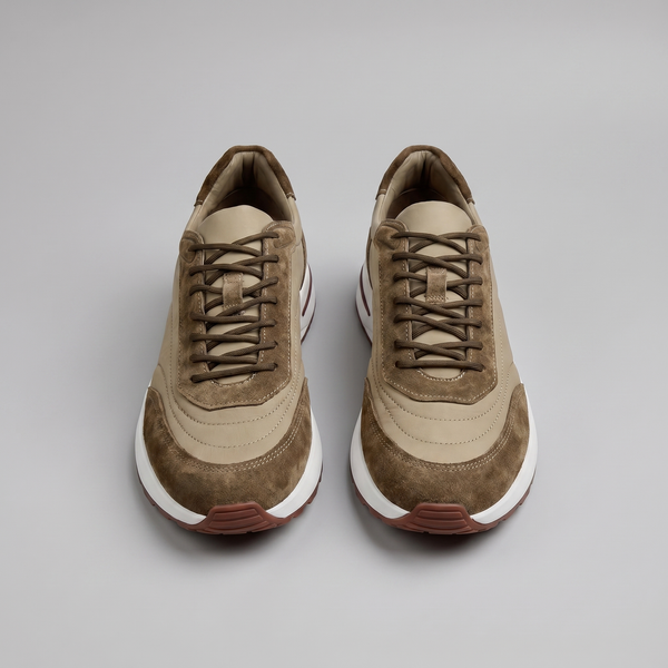 Suede Panel Lace-Up Trainers