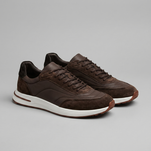 Suede Panel Lace-Up Trainers