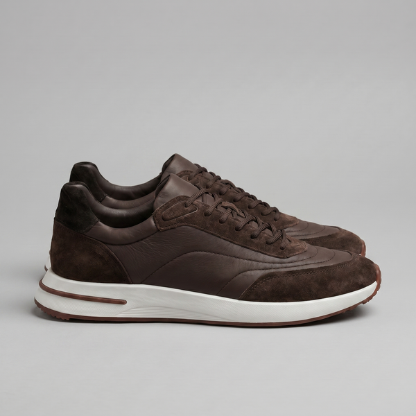 Suede Panel Lace-Up Trainers