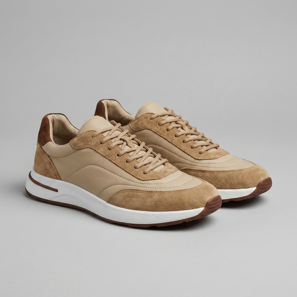 Suede Panel Lace-Up Trainers