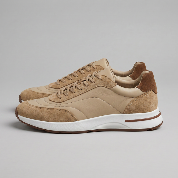 Suede Panel Lace-Up Trainers