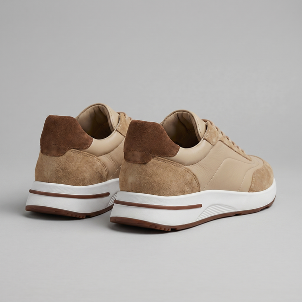 Suede Panel Lace-Up Trainers