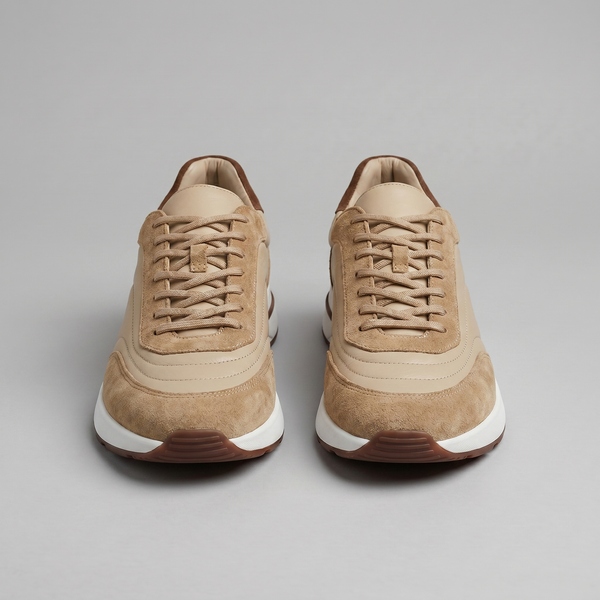 Suede Panel Lace-Up Trainers