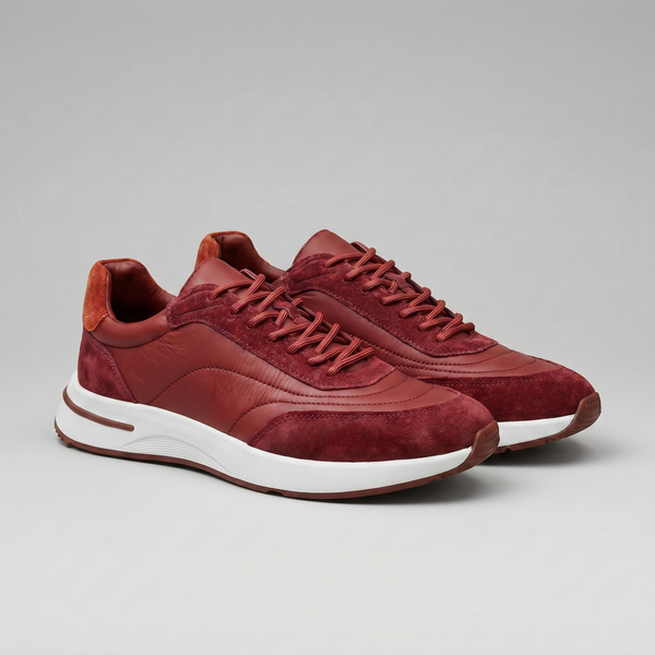 Suede Panel Lace-Up Trainers