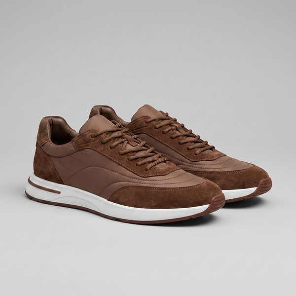 Suede Panel Lace-Up Trainers