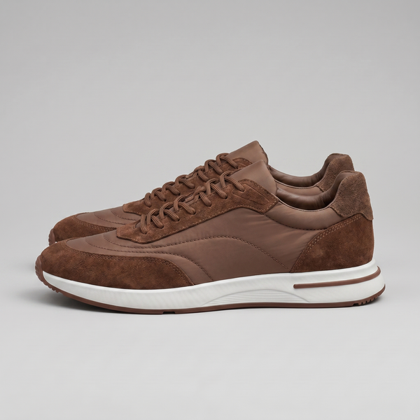 Suede Panel Lace-Up Trainers