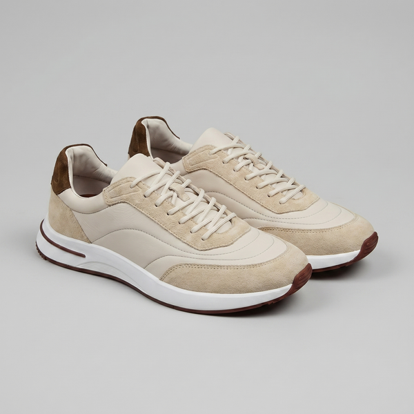 Suede Panel Lace-Up Trainers