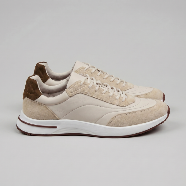Suede Panel Lace-Up Trainers