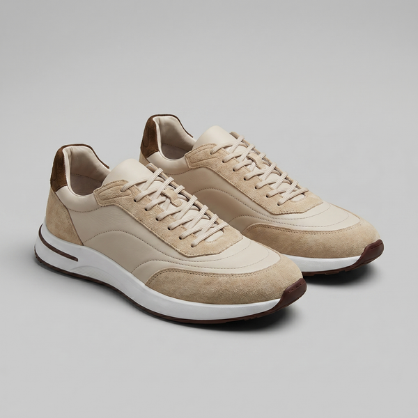 Suede Panel Lace-Up Trainers
