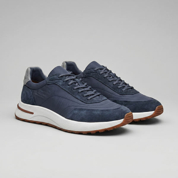 Suede Panel Lace-Up Trainers