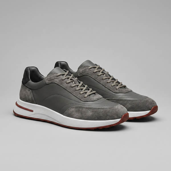 Suede Panel Lace-Up Trainers