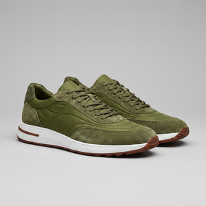 Suede Panel Lace-Up Trainers