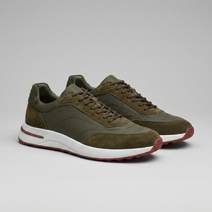 Suede Panel Lace-Up Trainers