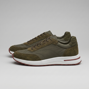 Suede Panel Lace-Up Trainers