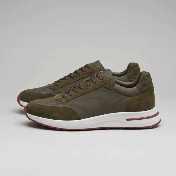 Suede Panel Lace-Up Trainers