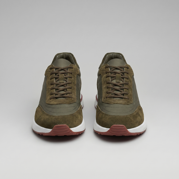 Suede Panel Lace-Up Trainers