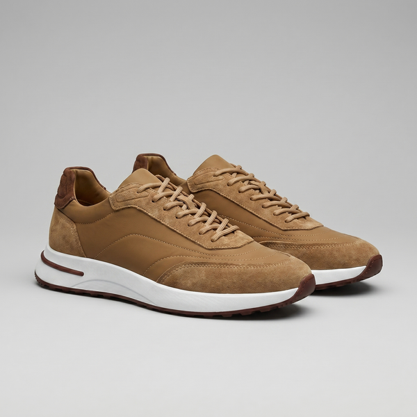 Suede Panel Lace-Up Trainers