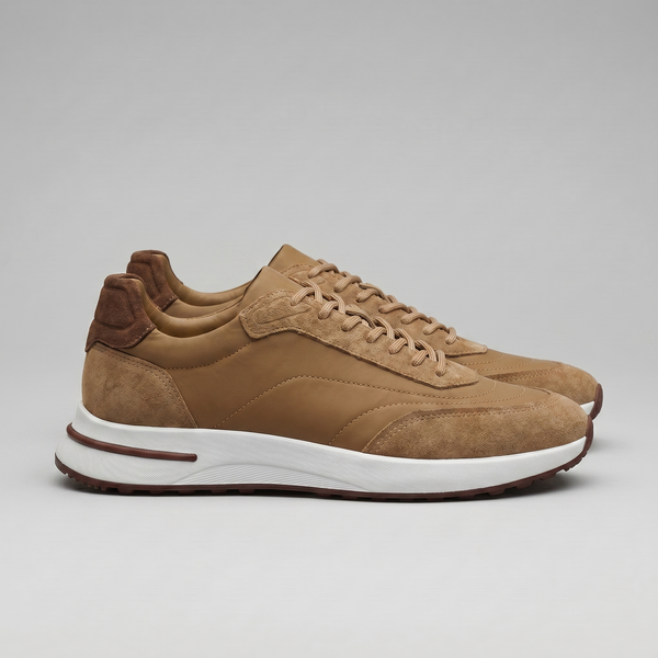 Suede Panel Lace-Up Trainers
