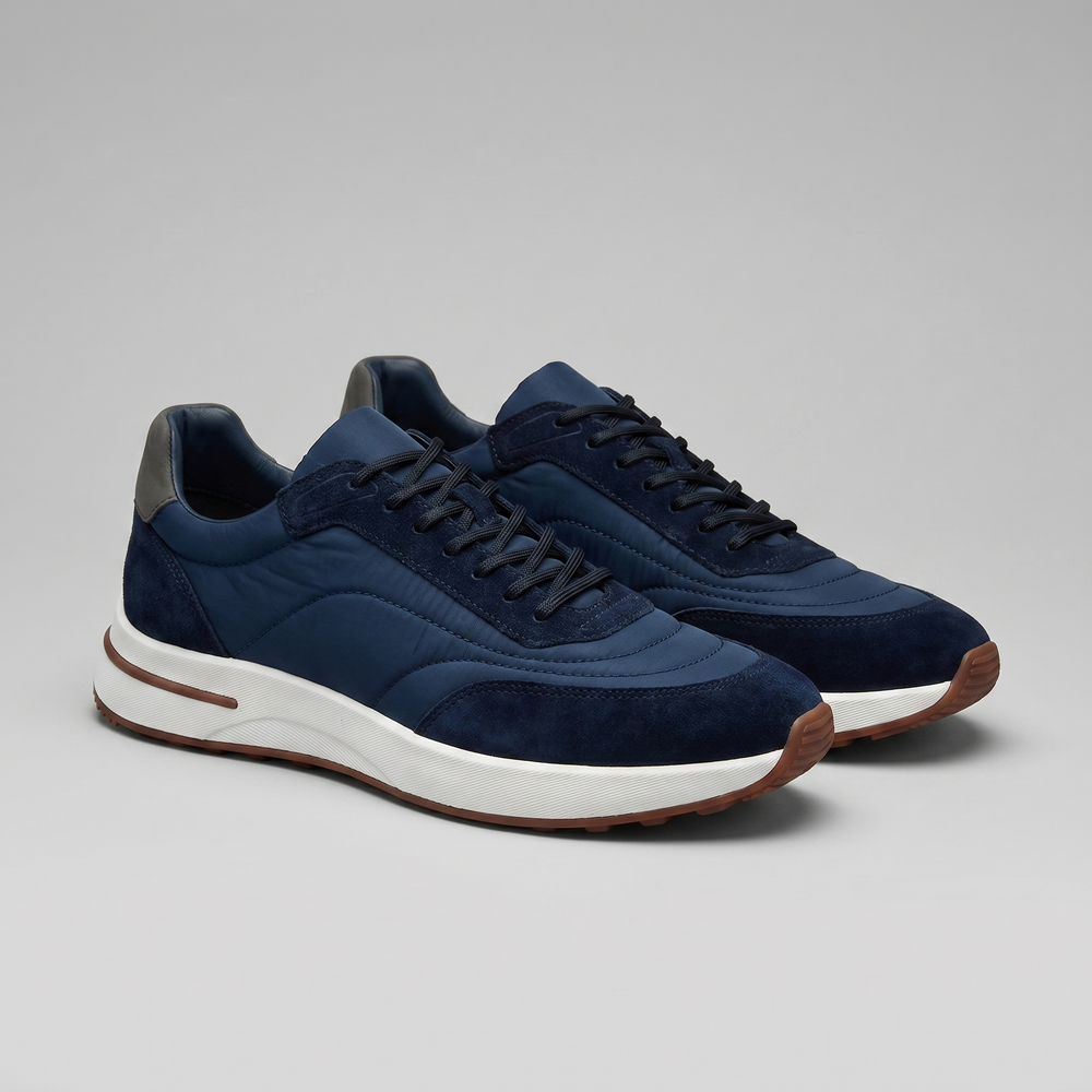 Suede Panel Lace-Up Trainers