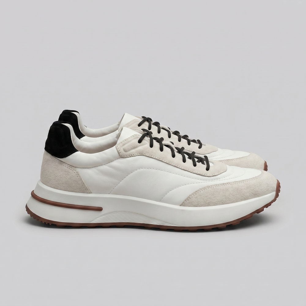 Suede And Nylon Panel Trainers