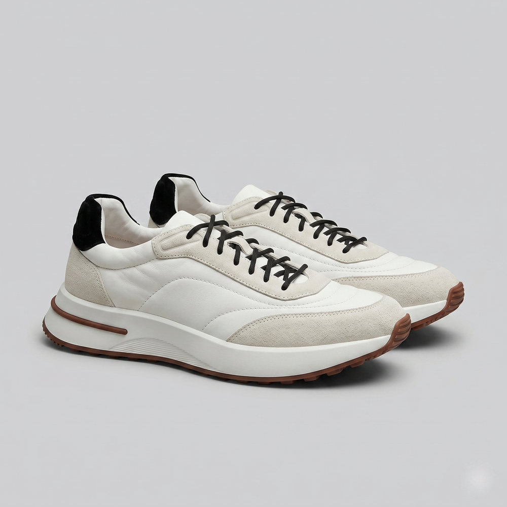 Suede And Nylon Panel Trainers