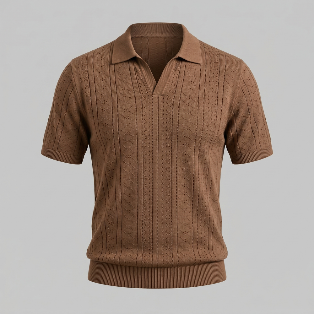 Textured Knit Polo Shirt