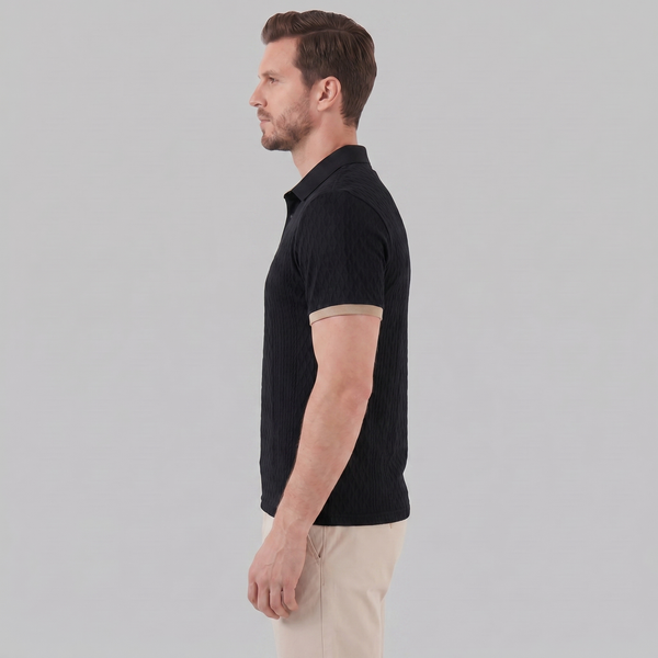 Textured Polo Shirt With Contrast Collar
