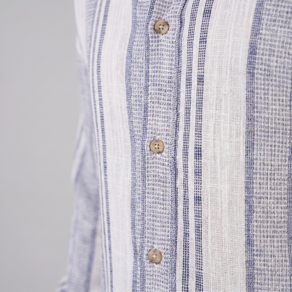 Textured Stripe Button-Up Summer Shirt